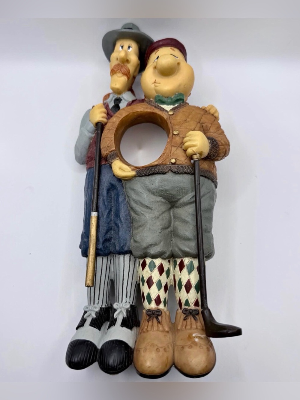 Whimsical Golfer wine bottle holder Ceramic Golfers Figurine